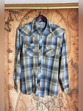 Men's XL Wrangler  Rancher Pearl Snap Western Shirt Long Sleeve Pro-Rodeo Wear